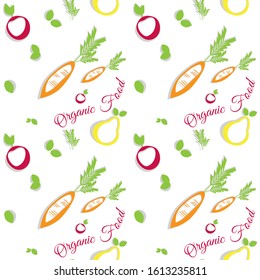 seamless pattern with fruits' and vegetables' silhouettes. Vector