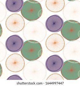 Seamless pattern of fruity dandy lion shapes. Fresh and delicious colors.  