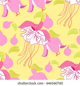 Seamless pattern  fuchsia  flower hybrid ballerina  Vector illustration