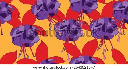 Seamless pattern with fuchsia flowers.