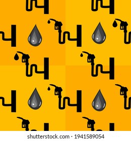 Seamless pattern of Fuel Pump . Fuel Pump icon .Petrol pump. Gas station, Fuel background.  flat design .Gasoline pump nozzle with drop.
