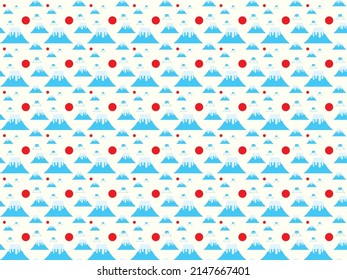 Seamless Pattern with Fuji Mountain Graphic. Fuji-san on White Background. Cute Japanese Iconic Vector Illustration.