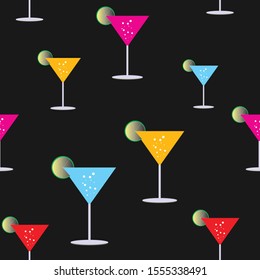 Seamless Pattern Full color Cocktails