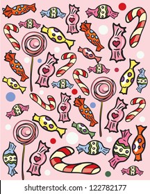 Seamless Pattern Full Of Colorful Candies