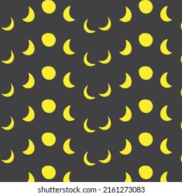 Seamless pattern with full, crescent and new moon. Vector illustration for  wrapping paper, print, poster, wallpapers and notebooks.