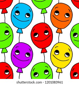 Seamless pattern of Fun Balloons. Children's drawing. Can be used for wallpaper, textile, invitation card, wrapping, web page background.