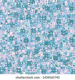 Seamless pattern. Fun camouflage made up of multicolored squares. Spring shades.