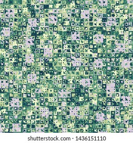 Seamless pattern. Fun camouflage made up of multicolored squares. Spring shades.