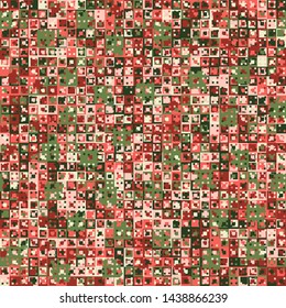 Seamless pattern. Fun camouflage made up of multicolored squares. Spring shades.