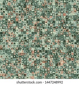 Seamless pattern. Fun camouflage made up of multicolored squares. Spring shades.