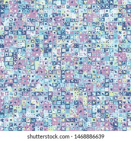 Seamless pattern. Fun camouflage made up of multicolored squares. Spring shades.