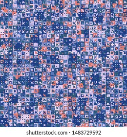 Seamless pattern. Fun camouflage made up of multicolored squares. Spring shades.