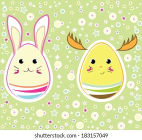 Seamless pattern with a fun Easter eggs animals