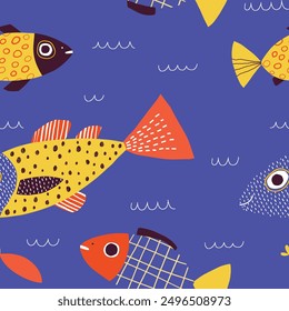 Seamless pattern with fun fish 01