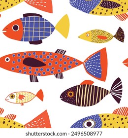 Seamless pattern with fun fish 02