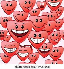 Seamless pattern of fun hearts