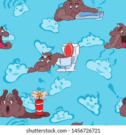 seamless pattern fun poop monsters are having fun new