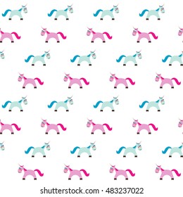 Seamless pattern of the fun of unicorns.