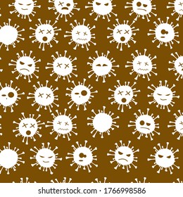Seamless pattern with funny angry covid-19 viruses