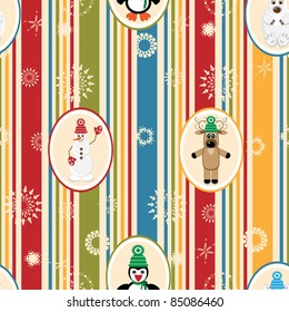 Seamless pattern with funny animals