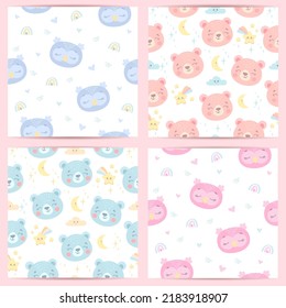 seamless pattern with funny animals for babies. vector illustration in pastel colors