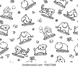 Seamless pattern funny animals