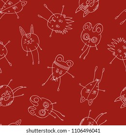 Seamless pattern with funny animals. Vector illustration for wallpaper, wrapping paper, surface design