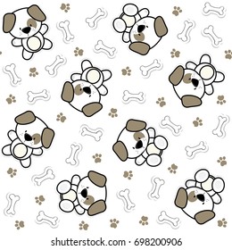 seamless pattern of funny baby dogs and puppy elements that looks like stickers, useful for many applications, your background designs or scrapbooking and decoration projects, design for children
