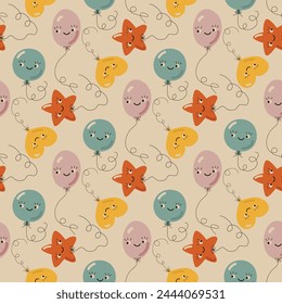 Patrón sin fisuras con divertidos personajes de globo Ilustración vectorial