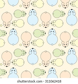 Seamless pattern, funny bears, top view