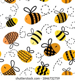 Seamless Pattern With Funny Bee. Children Design Pattern.