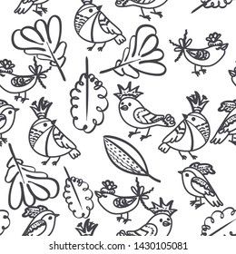 Seamless pattern with funny birds.