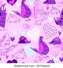 Seamless pattern with funny birds
