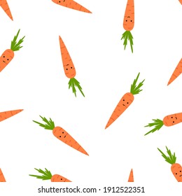 Seamless pattern with funny carrots