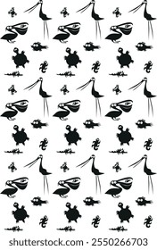 Seamless pattern with funny cartoon animals