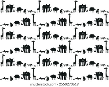 Seamless pattern with funny cartoon animals
