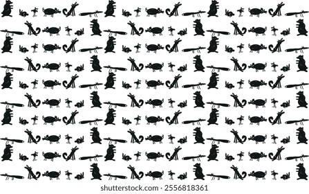 Seamless pattern with funny cartoon animals