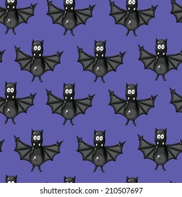 Seamless pattern with funny cartoon bats