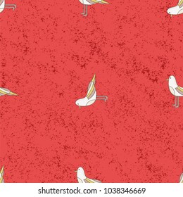 Seamless pattern funny cartoon bird background. Vintage vector illustration