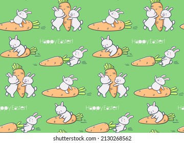 Seamless pattern with funny cartoon Bunnies. Vector.