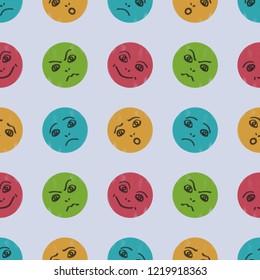 Seamless pattern with funny cartoon comic faces. Children's drawing. Vector illustration. EPS10