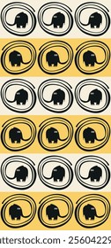 Seamless pattern with funny cartoon elephants