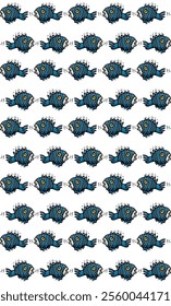 Seamless pattern with funny cartoon fishes