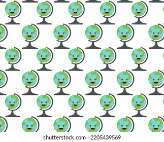 Seamless Pattern of a Funny Cartoon Globe Stand Vector