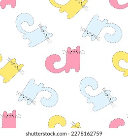 Patrón sin foco - gatitos de caricatura divertidos. Ilustración vectorial.