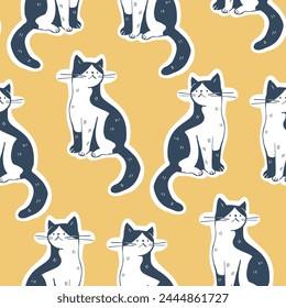 Seamless pattern - funny cartoon kittens. Vector illustration.