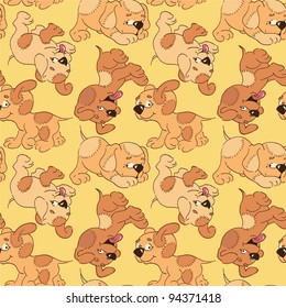 Seamless pattern - funny cartoon puppies