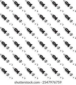 Seamless pattern with funny cartoon rockets
