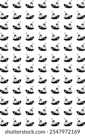 Seamless pattern with funny cartoon ships