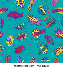 Seamless pattern with funny cartoon superhero elements.